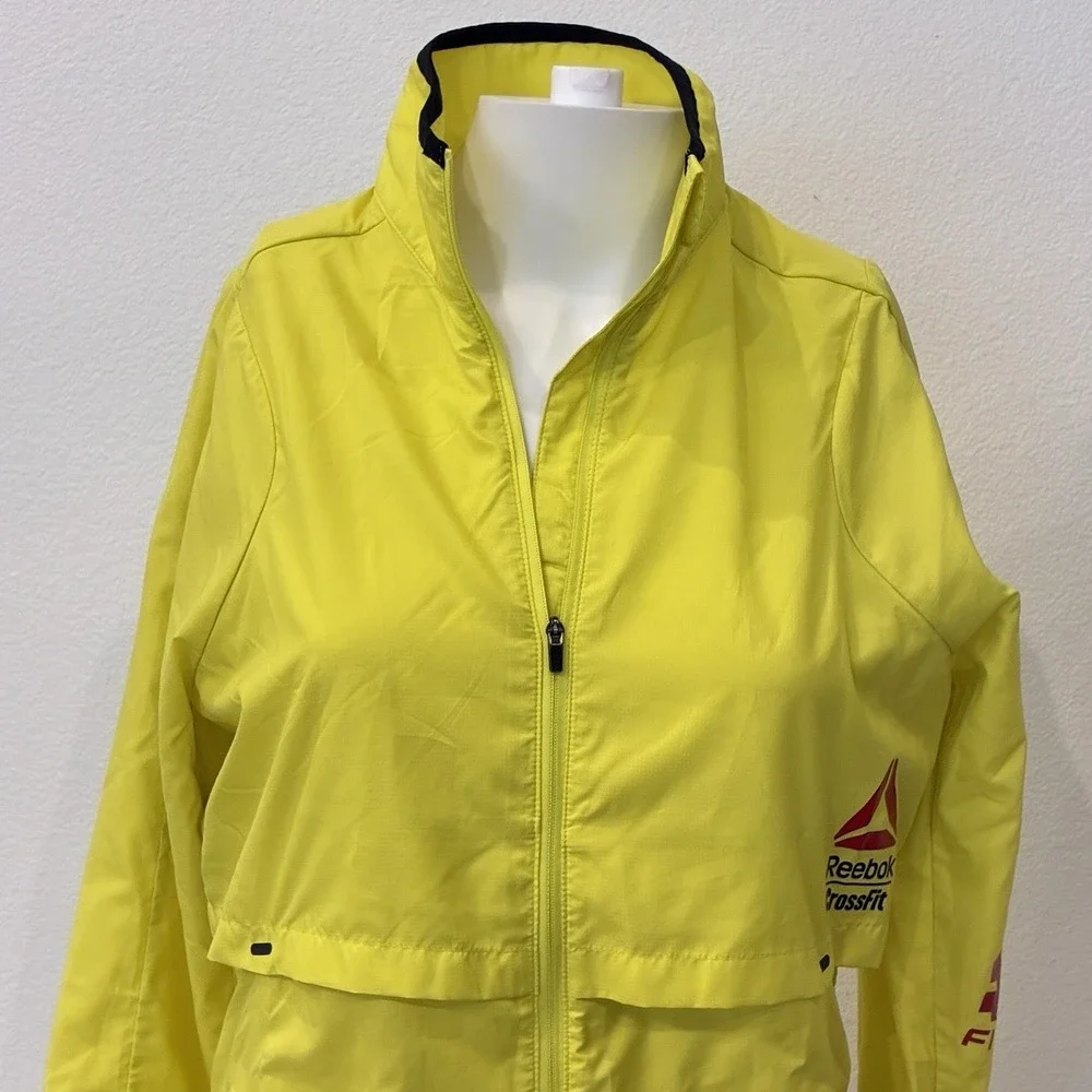 Reebok CrossFit Windbreaker Jacket Neon Yellow Women's XS Full Zip Athletic